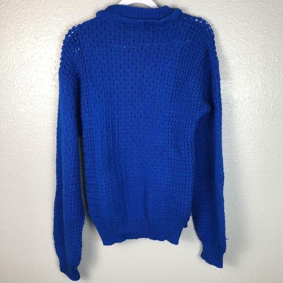 Vintage Midwest Traders Size Medium Blue Knit Sweater Cozy Winter Preppy Warm - Picture 5 of 7
